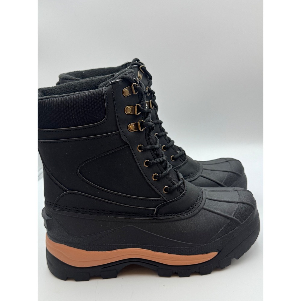 Mishansha Mens Black Faux Fur Lined Winter Snow‎ Boots Water Resistant Size 10
